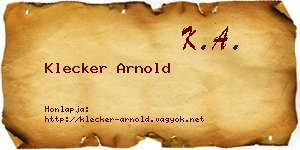 Klecker Arnold névjegykártya