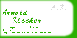 arnold klecker business card